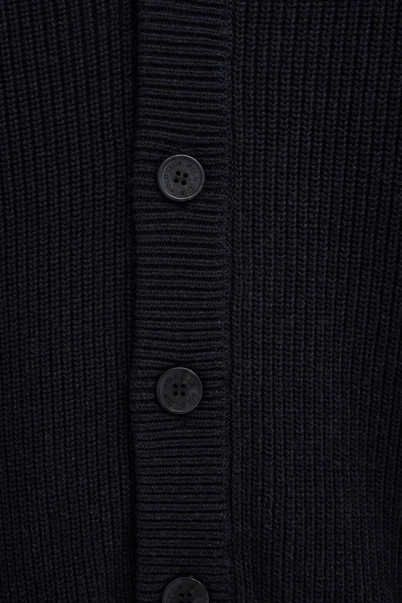 Cárdigan azul marino de cuello pico y corte holgado con logo Polo Club - Image 7
