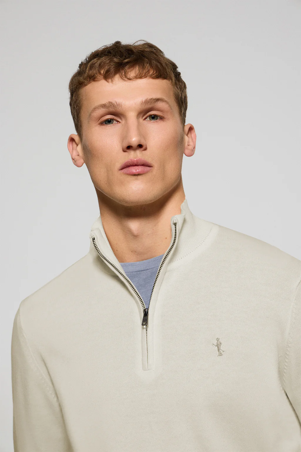 Jersey beige con cremallera y bordado Rigby Best - Image 2