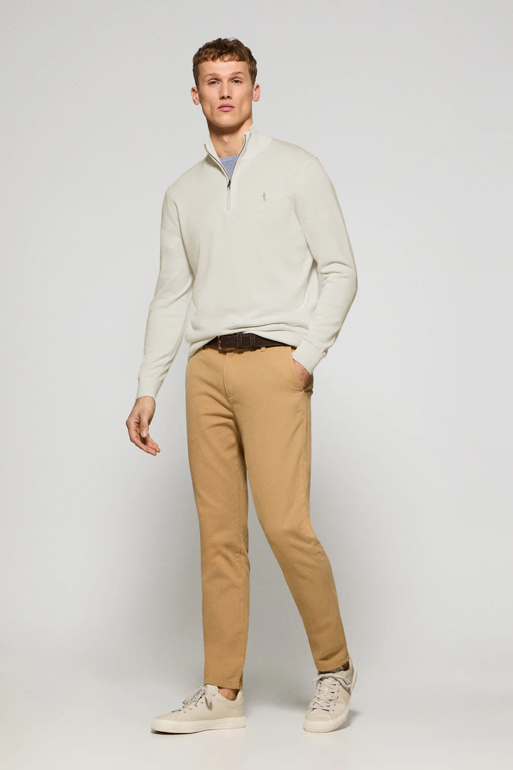 Jersey beige con cremallera y bordado Rigby Best - Image 3