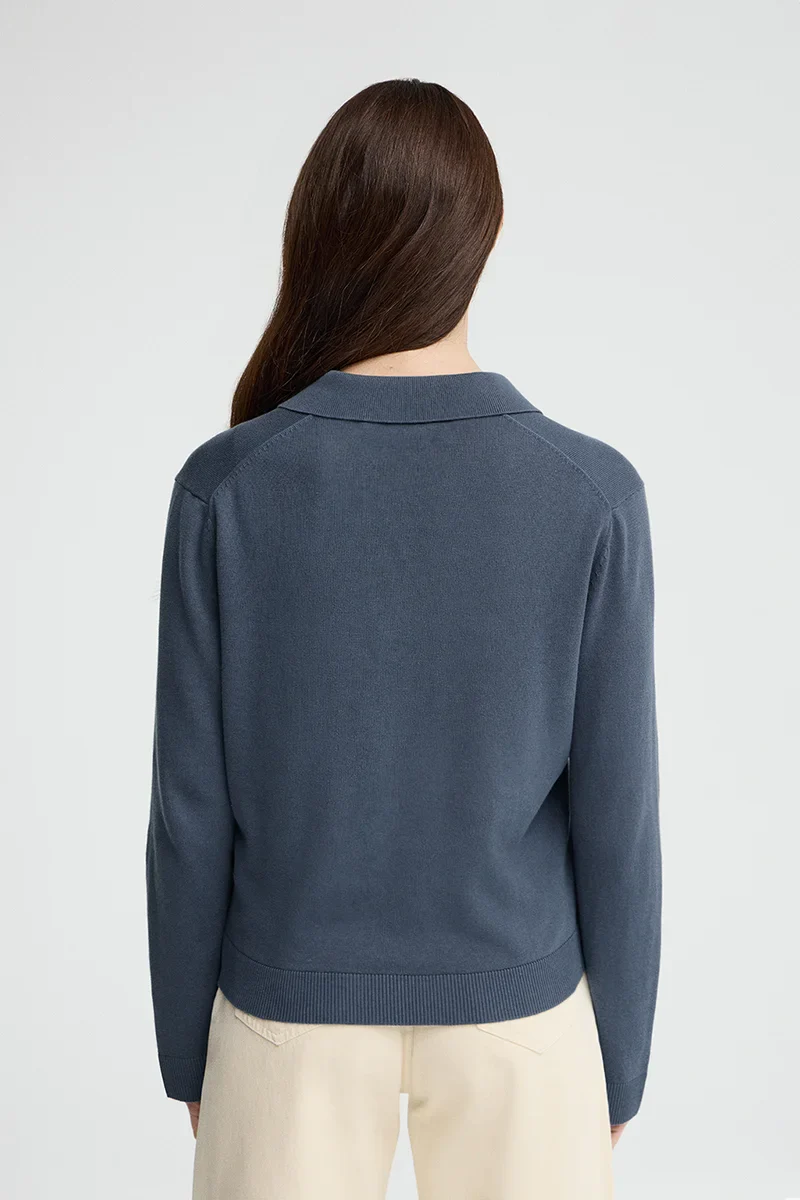 Jersey azul denim de cuello polo con logo Rigby Go - Image 4
