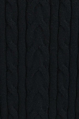 Jersey azul marino de punto trenzado en mezcla de lana con cuello polo y bordado Rigby Go - Image 10