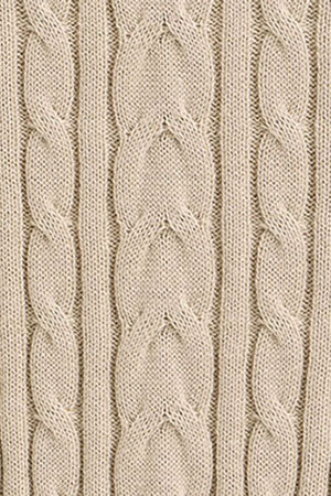 Jersey beige de punto trenzado en mezcla de lana con cuello polo y bordado Rigby Go - Image 9