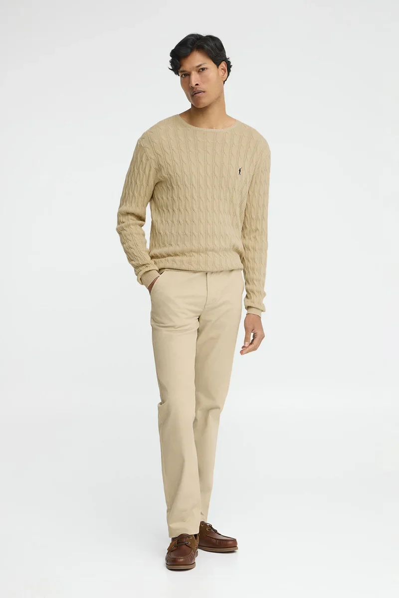 Jersey beige de punto trenzado y logo Rigby Go - Image 3
