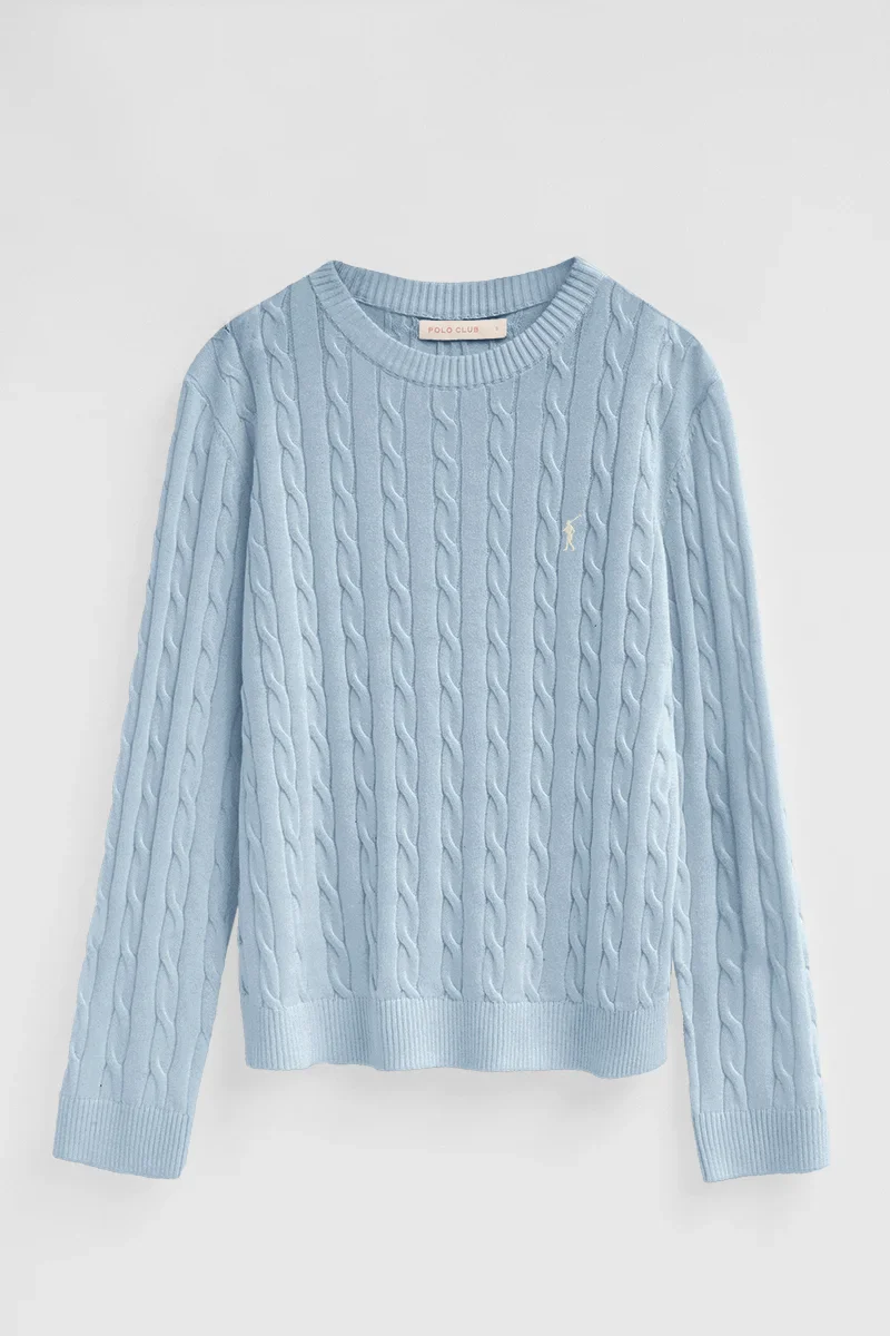 Jersey azul claro trenzado con bordado Rigby Go - Image 9