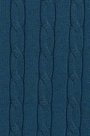 Jersey azul denim de punto trenzado de cuello redondo y bordado Rigby Go - Image 7