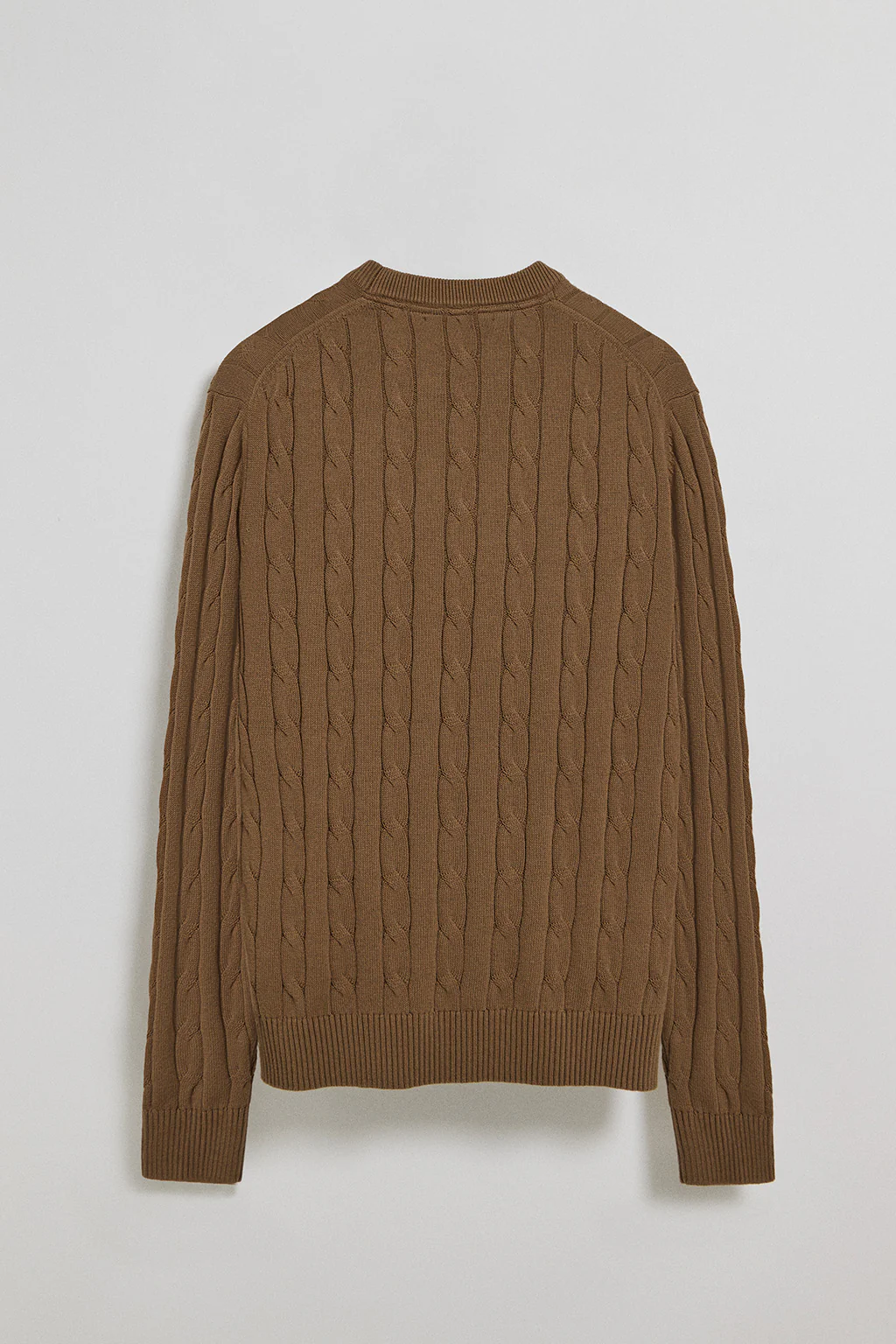 Jersey color moca de punto trenzado de cuello redondo y bordado Rigby Go - Image 7