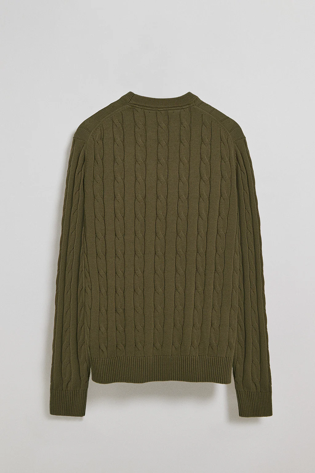 Jersey verde claro de punto trenzado de cuello redondo y bordado Rigby Go - Image 7