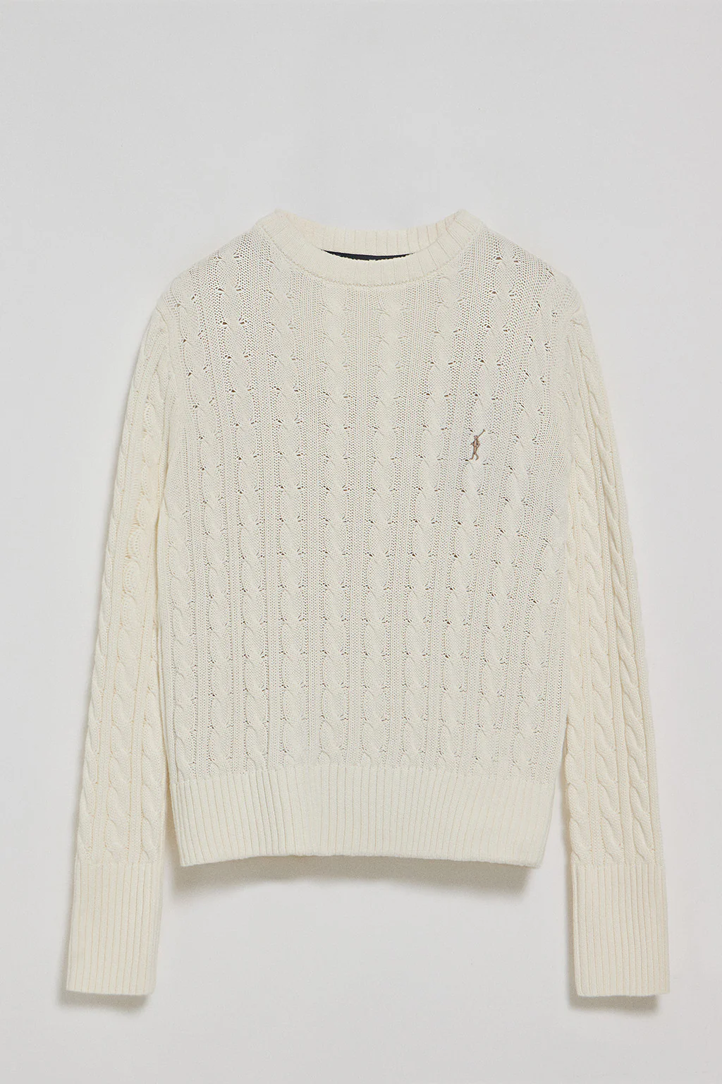 Jersey beige trenzado de cuello redondo y bordado Rigby Go - Image 9