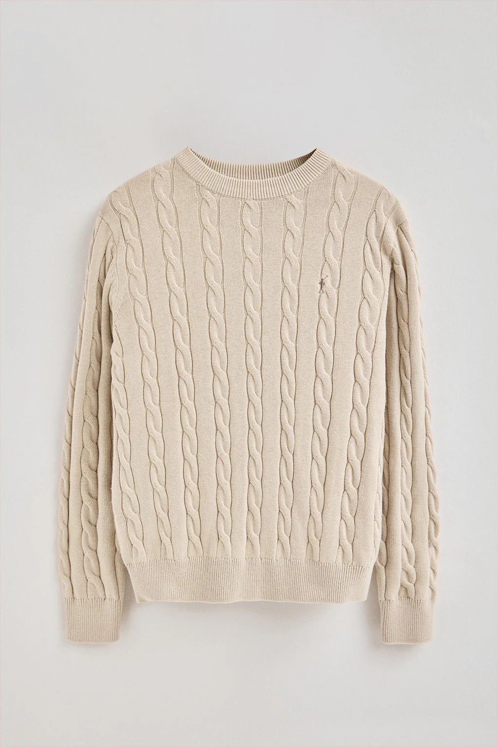 Jersey beige de punto trenzado y mezcla de lana con bordado Rigby Go - Image 8