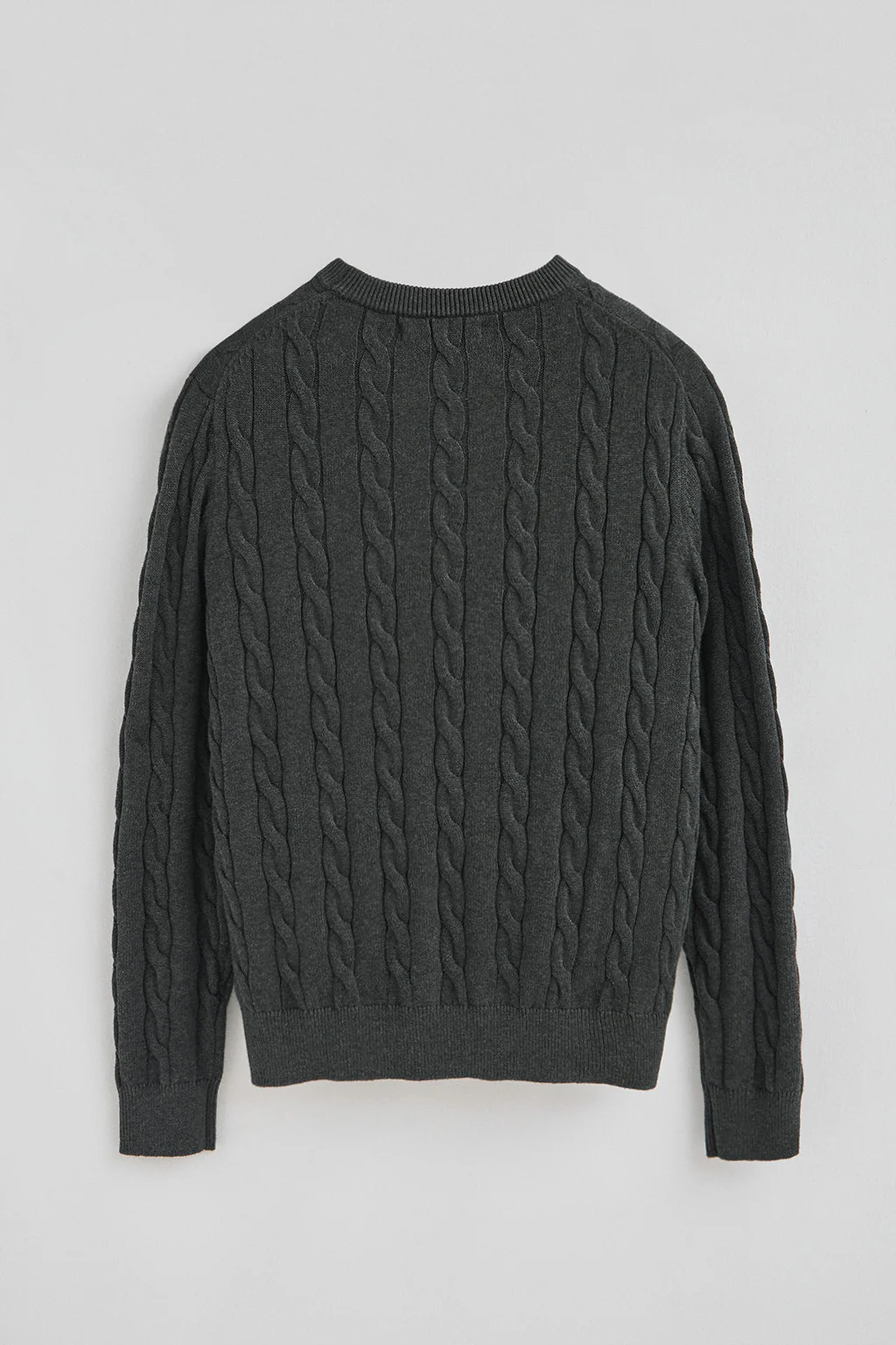 Jersey gris oscuro vigoré de punto trenzado y mezcla de lana con bordado Rigby Go - Image 7