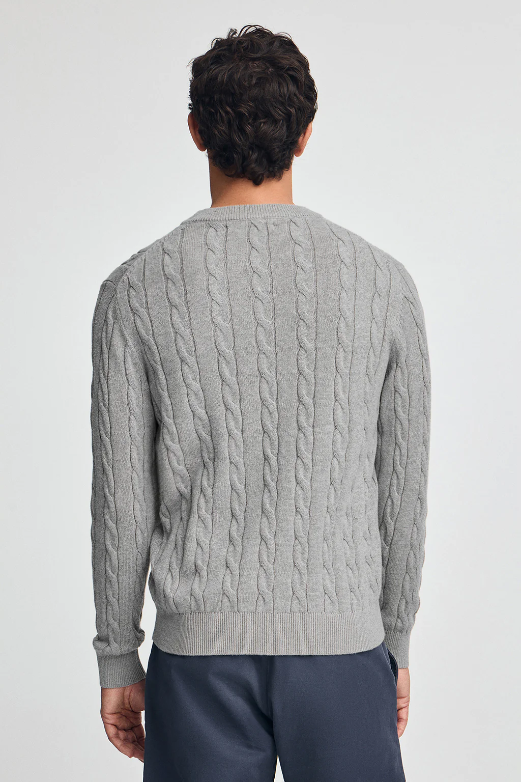 Jersey gris vigoré de punto trenzado y mezcla de lana con bordado Rigby Go - Image 4