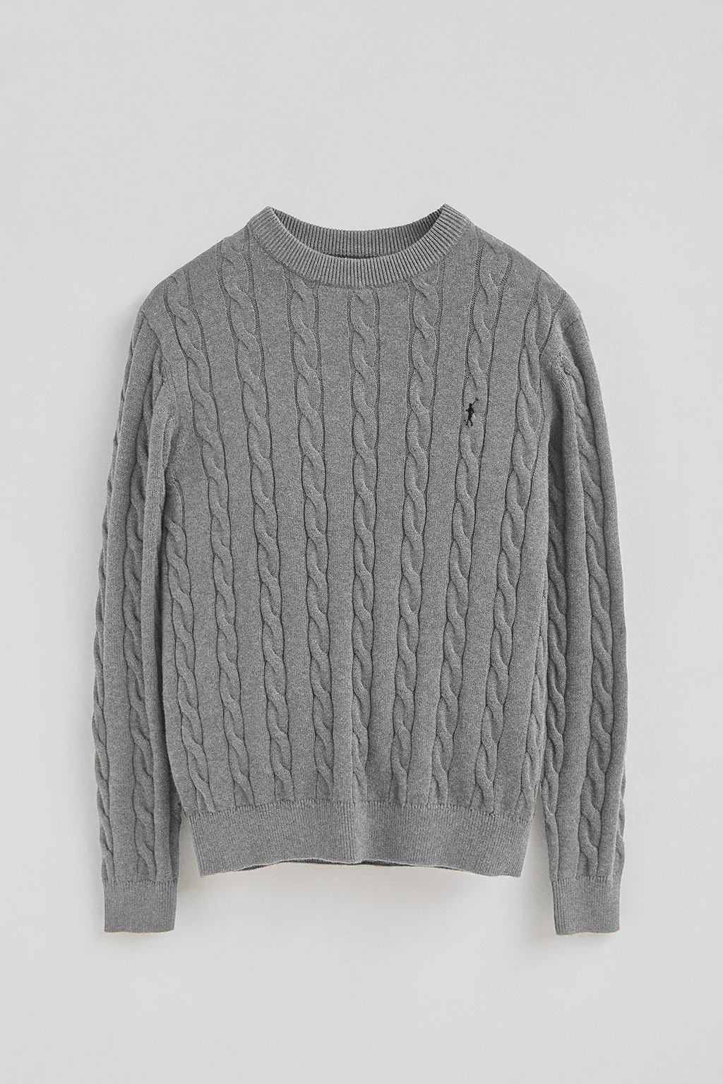 Jersey gris vigoré de punto trenzado y mezcla de lana con bordado Rigby Go - Image 7