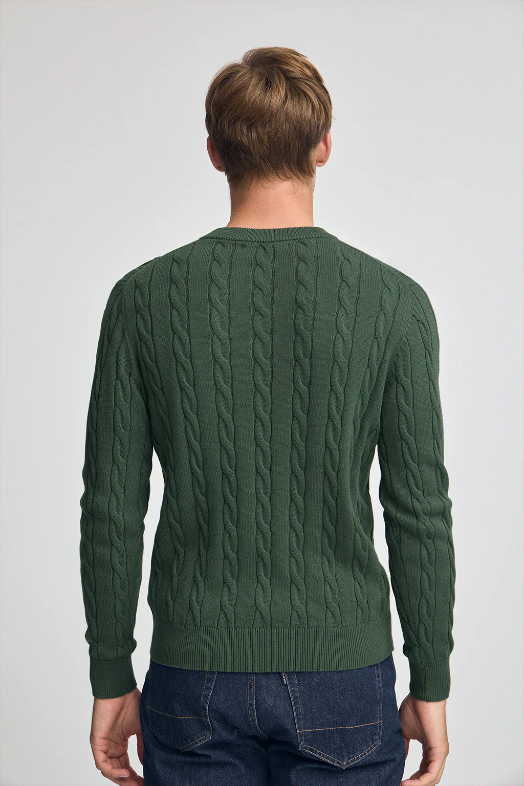 Jersey verde lodo de punto trenzado y mezcla de lana con bordado Rigby Go - Image 4