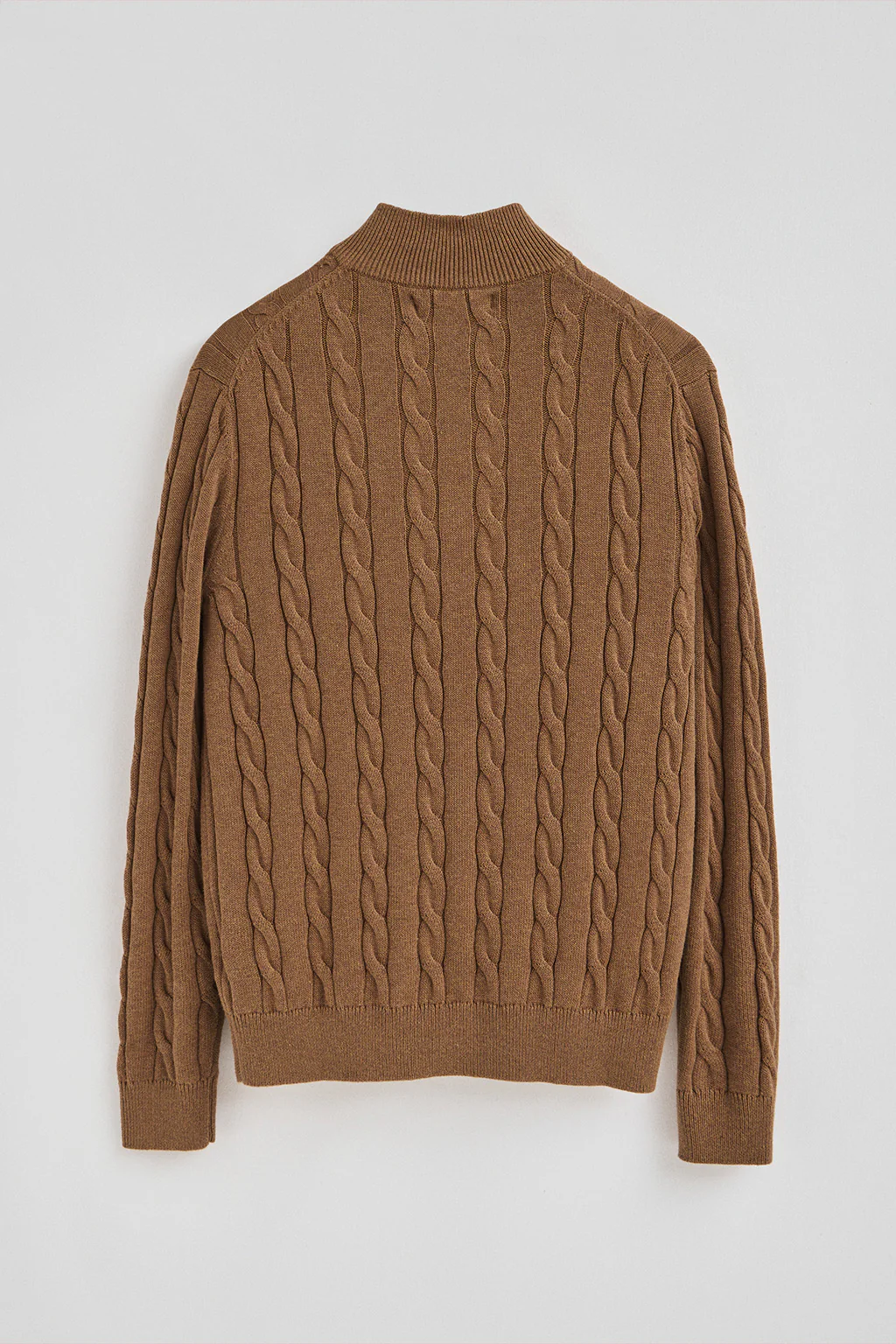 Jersey camel vigoré de punto trenzado mezcla de lana con media cremallera y bordado Rigby Go - Image 7