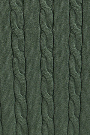 Jersey verde lodo de punto trenzado en mezcla de lana con media cremallera y bordado Rigby Go - Image 9