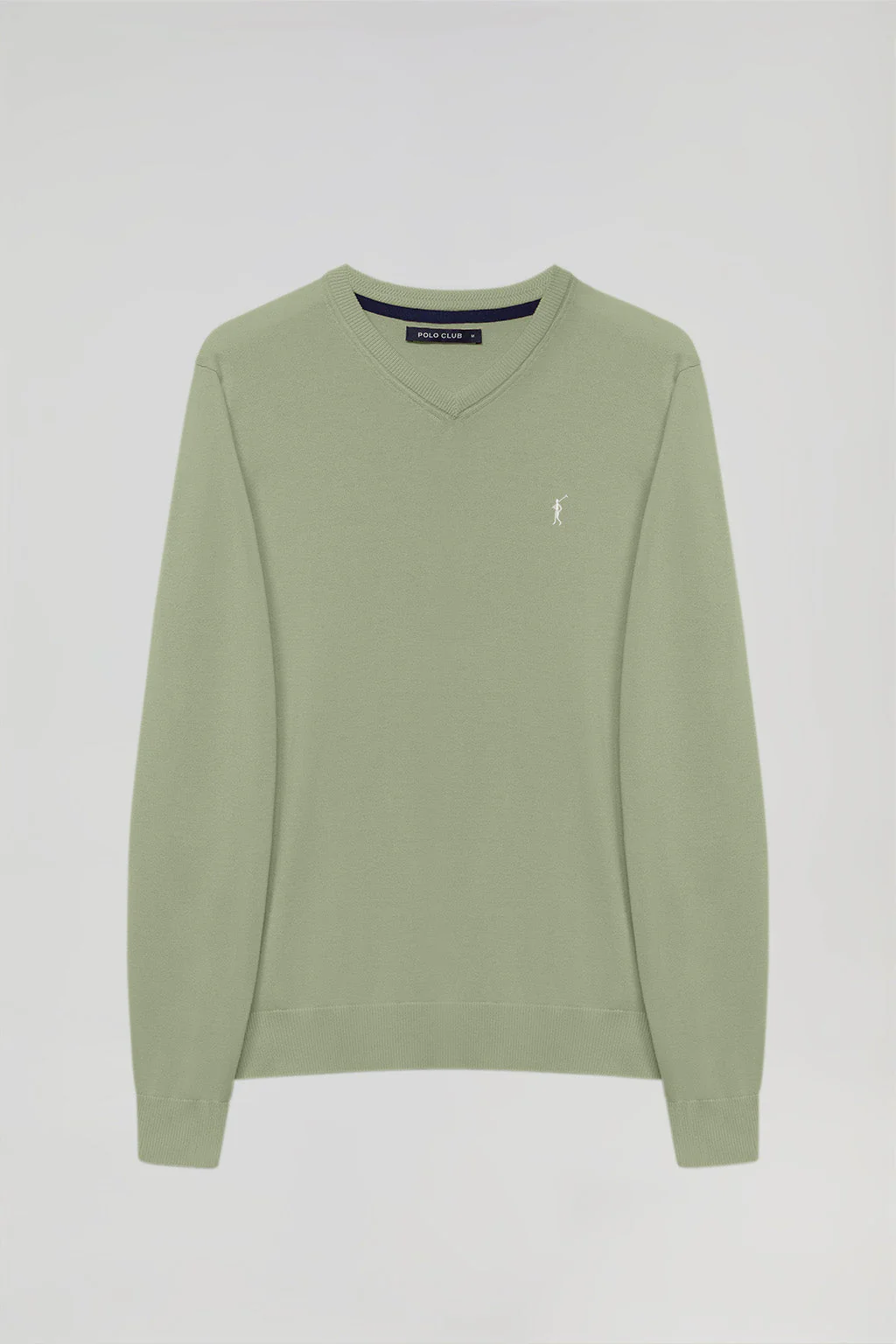 Jersey básico de cuello de pico verde jade con logo Rigby Go - Image 5