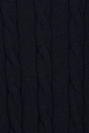Jersey de punto trenzado azul marino con logo Rigby Go - Image 10