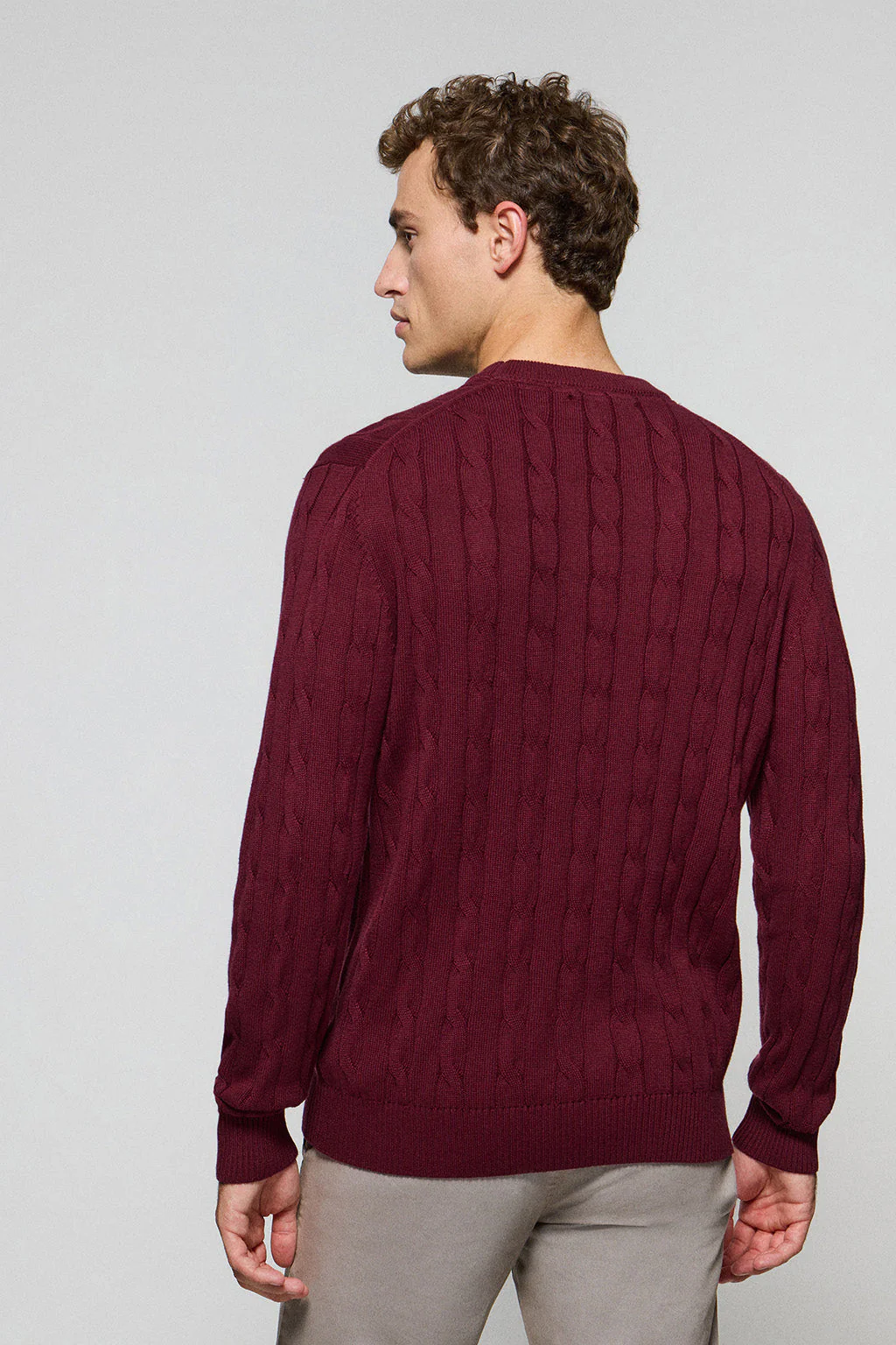 Jersey de punto trenzado granate con logo Rigby Go - Image 4