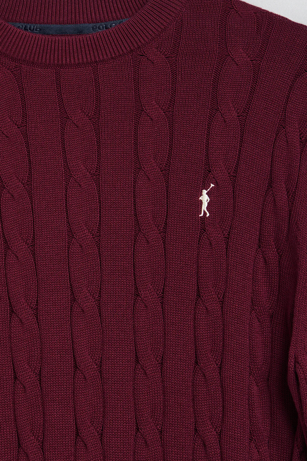 Jersey de punto trenzado granate con logo Rigby Go - Image 6