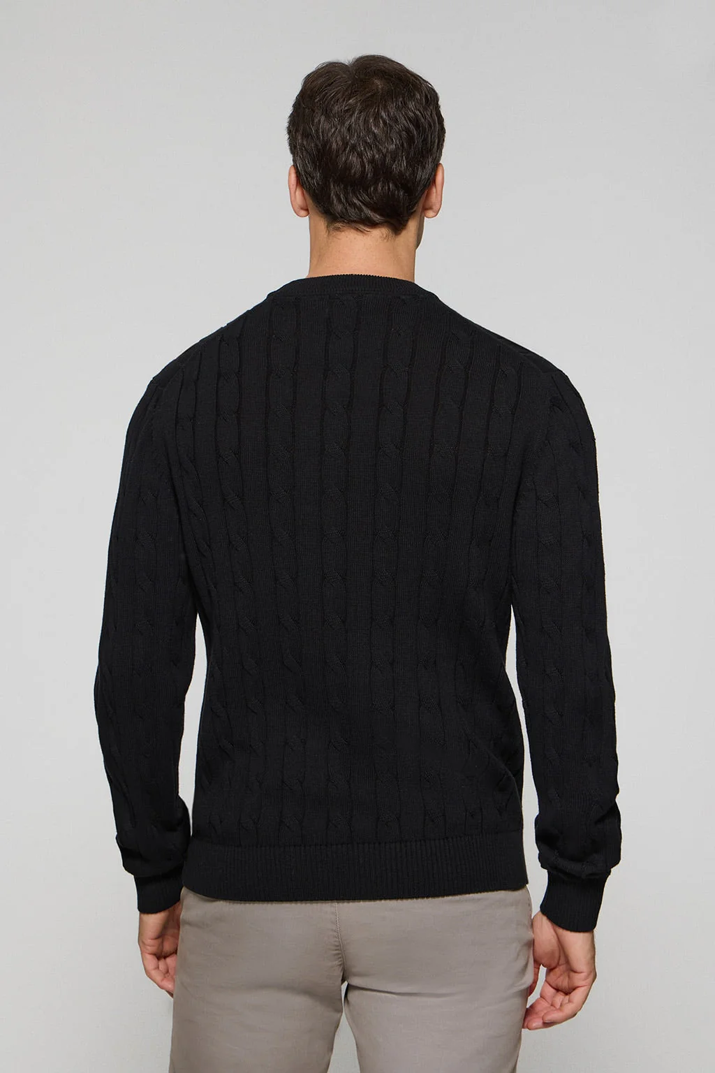 Jersey de punto trenzado negro con logo Rigby Go - Image 4