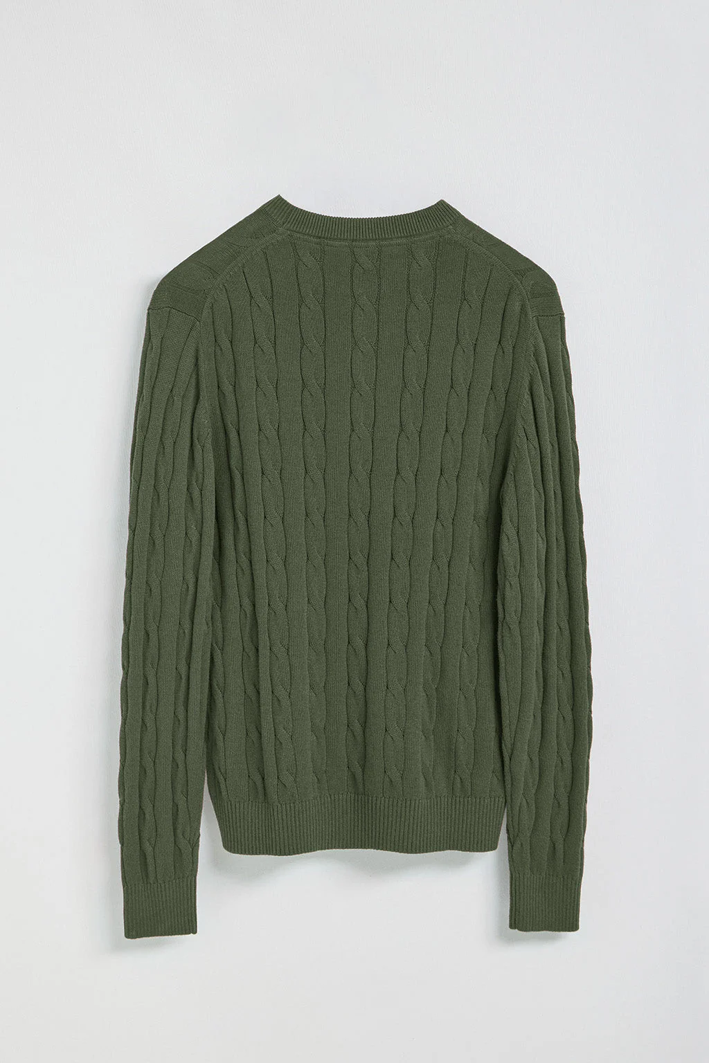 Jersey de punto trenzado verde militar con logo Rigby Go - Image 7