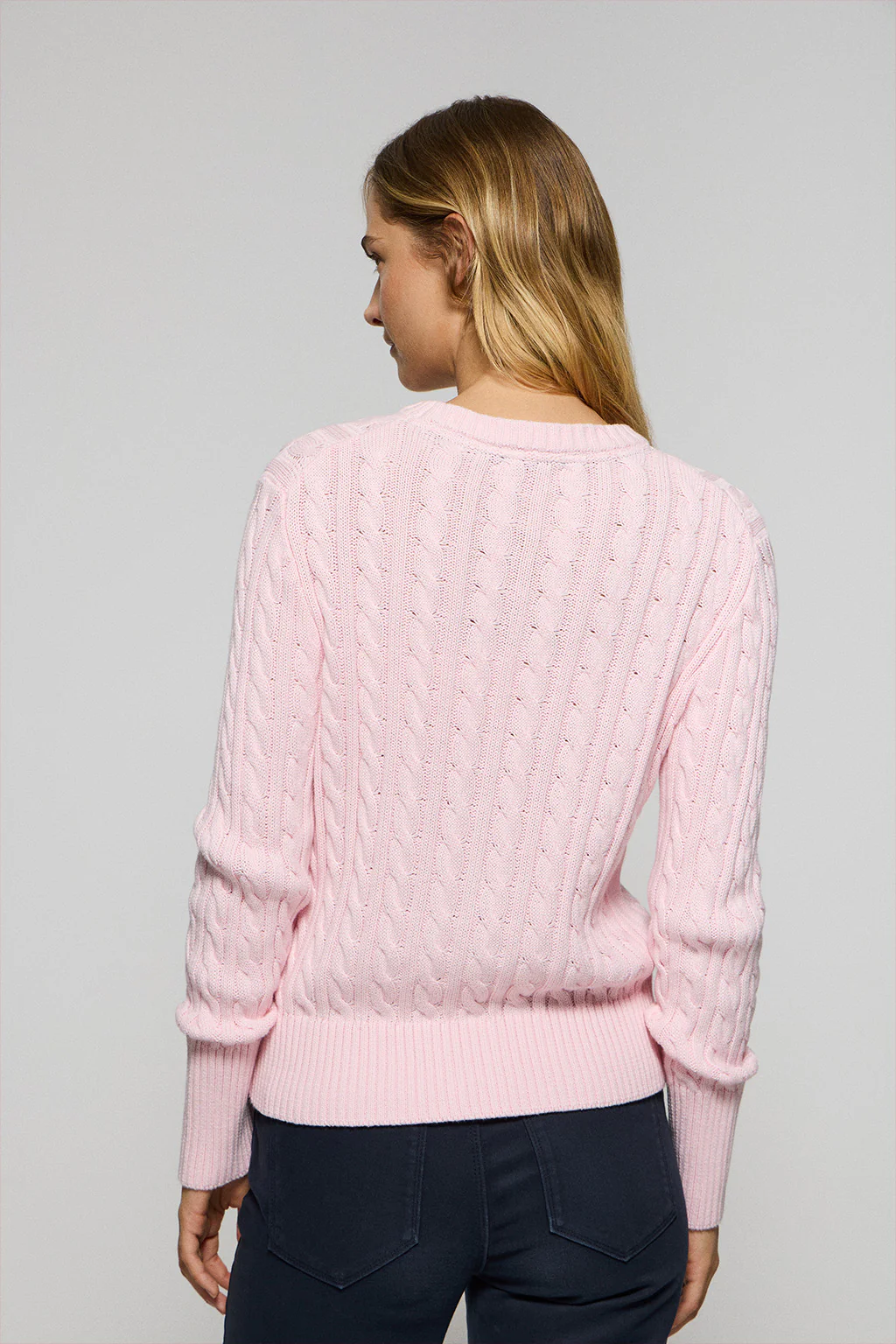 Jersey trenzado rosa claro con logo bordado Rigby Go - Image 2
