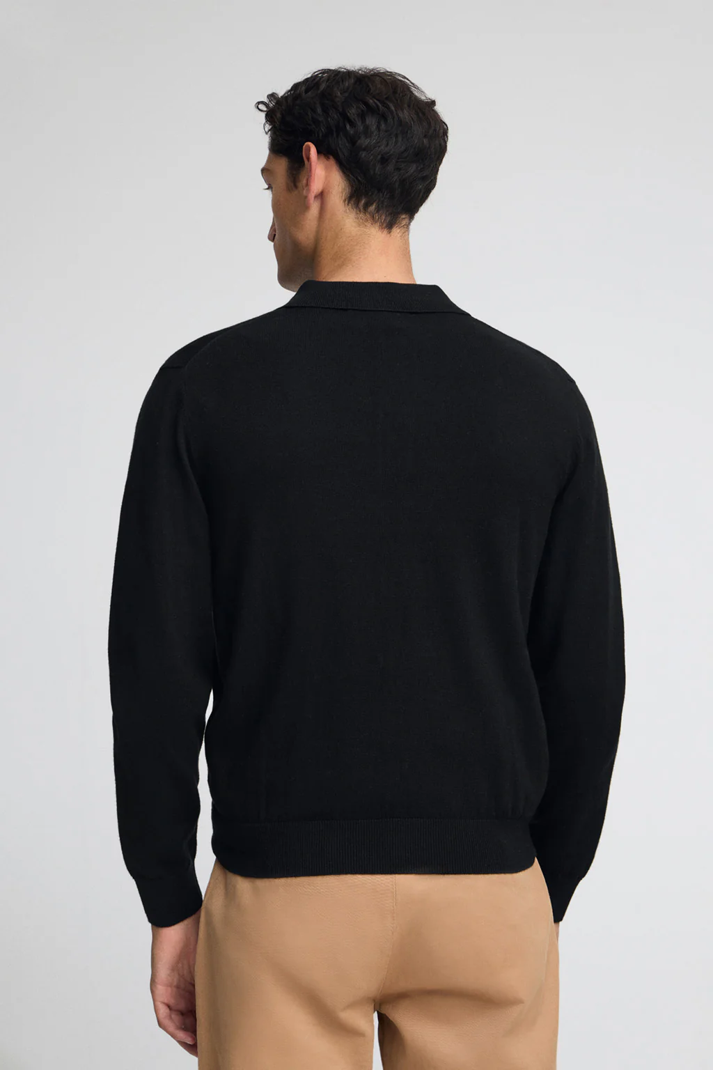 Jersey negro de cuello polo y mezcla de lana con bordado Rigby Go - Image 4