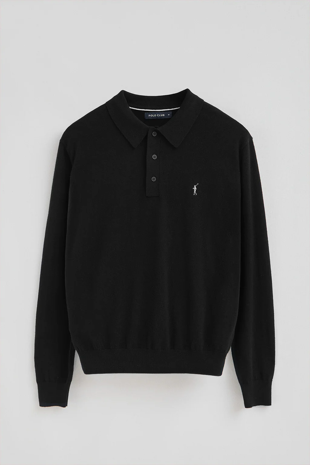 Jersey negro de cuello polo y mezcla de lana con bordado Rigby Go - Image 5