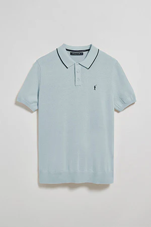 Polo azul claro de punto con botones y bordado Rigby Go - Image 6