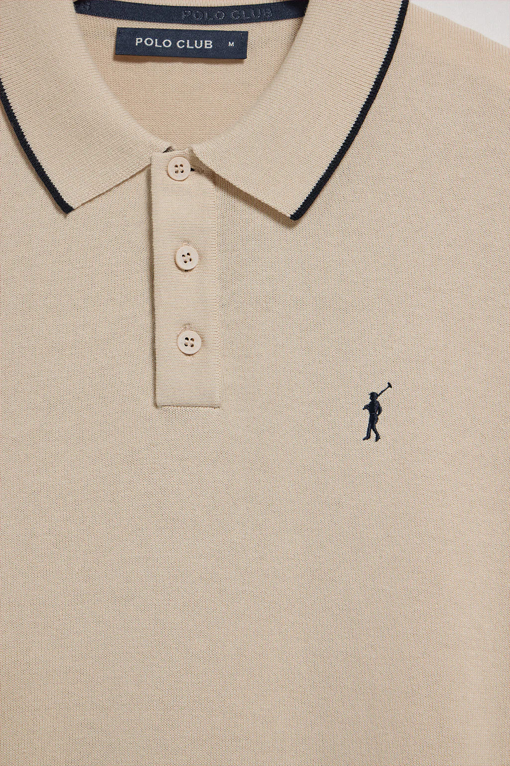 Polo beige de punto con botones y bordado Rigby Go - Image 6