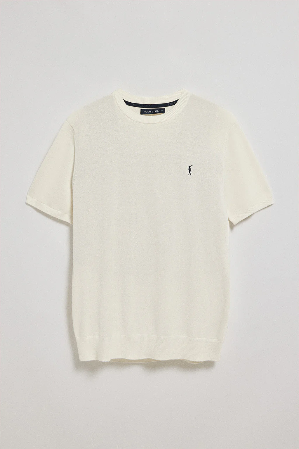 Jersey beige de cuello redondo y manga corta con logo bordado - Image 5