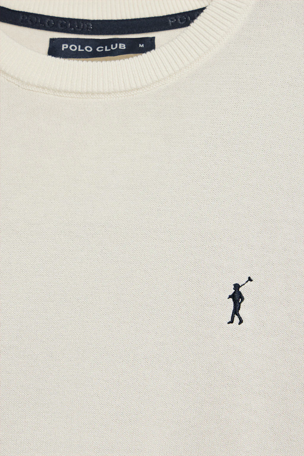 Jersey beige de cuello redondo y manga corta con logo bordado - Image 6