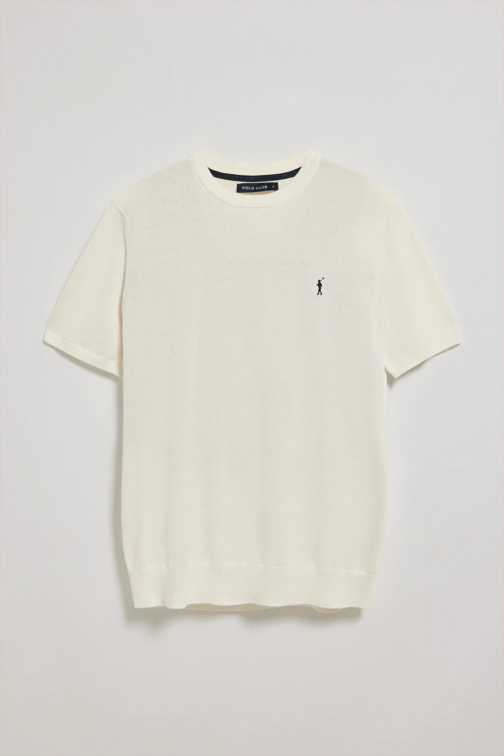 Jersey beige de cuello redondo y manga corta con logo bordado - Image 7