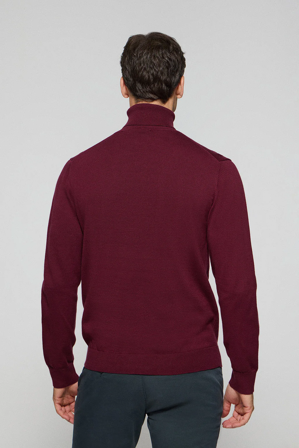 Jersey de punto granate con cuello elevado y logo bordado Rigby Go - Image 4