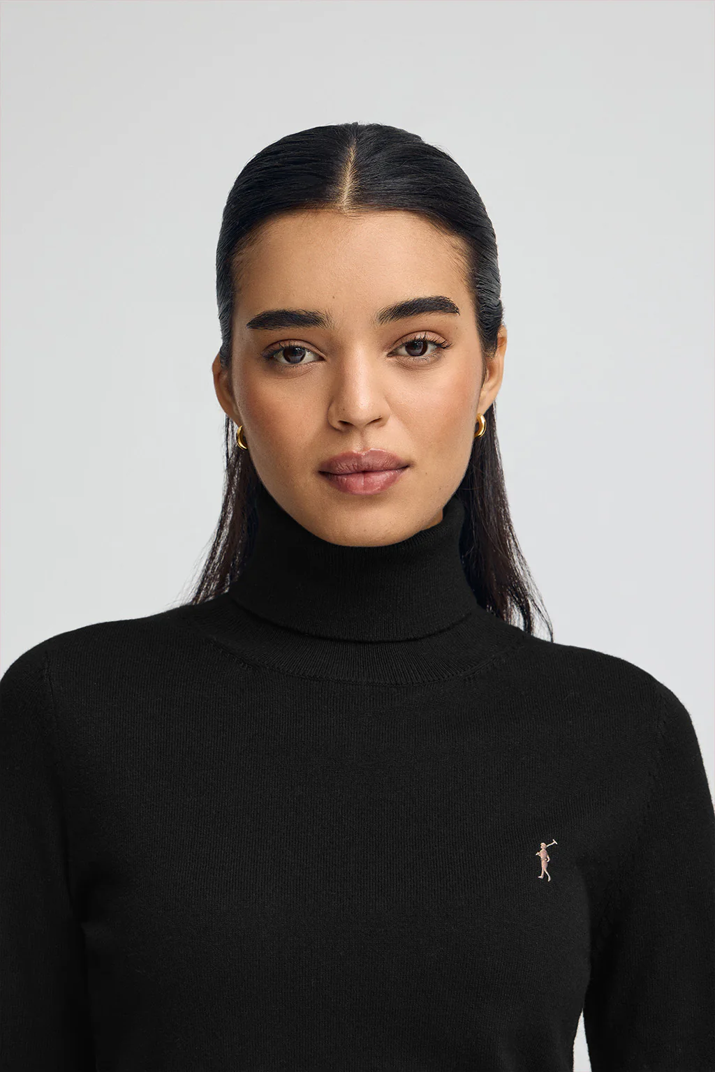 Jersey negro de cuello vuelto en mezcla de lana con bordado Rigby Go - Image 2