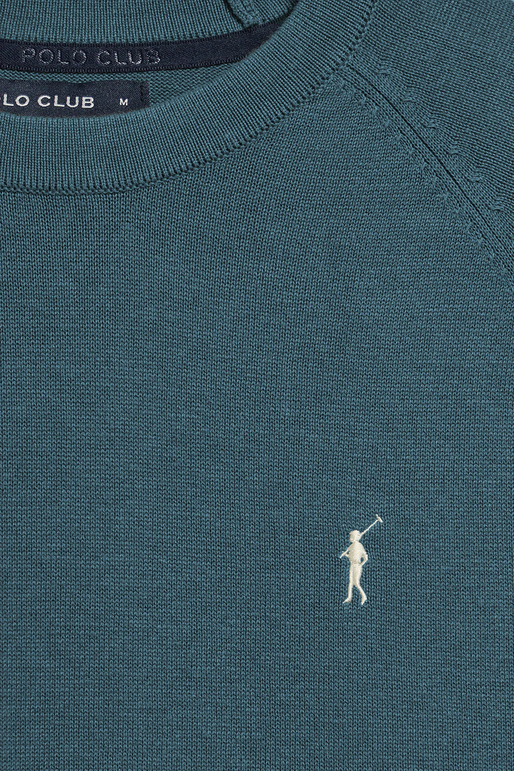 Jersey azul denim de lino y algodón con cuello redondo y bordado Rigby Go - Image 6