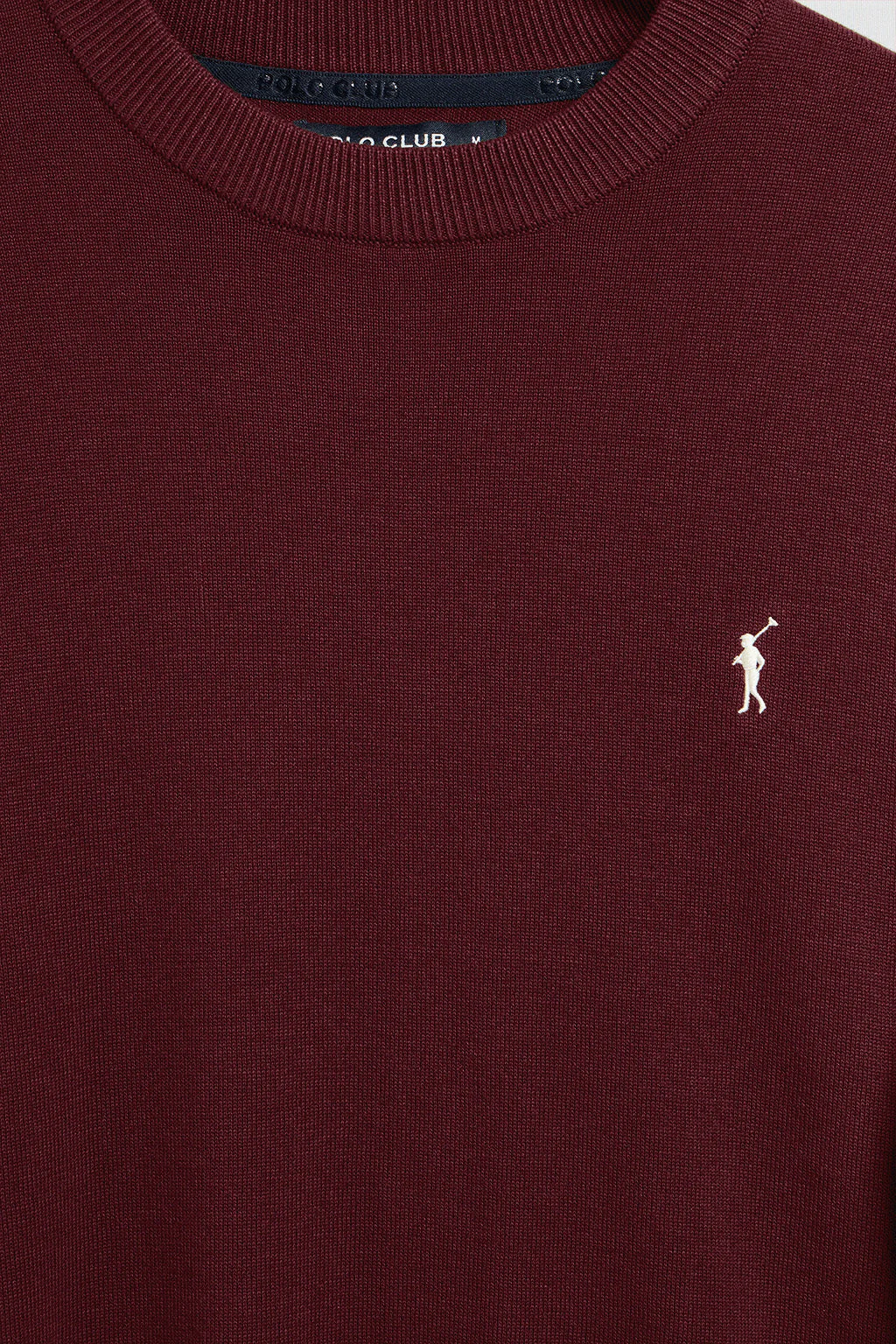 Jersey de punto color granate con cuello redondo y logo bordado Rigby Go - Image 6