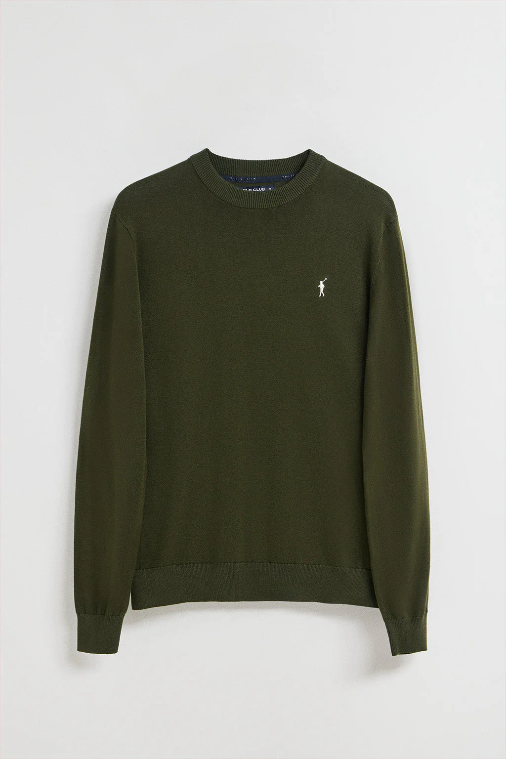 Jersey de punto verde oscuro con cuello redondo y logo bordado Rigby Go - Image 8