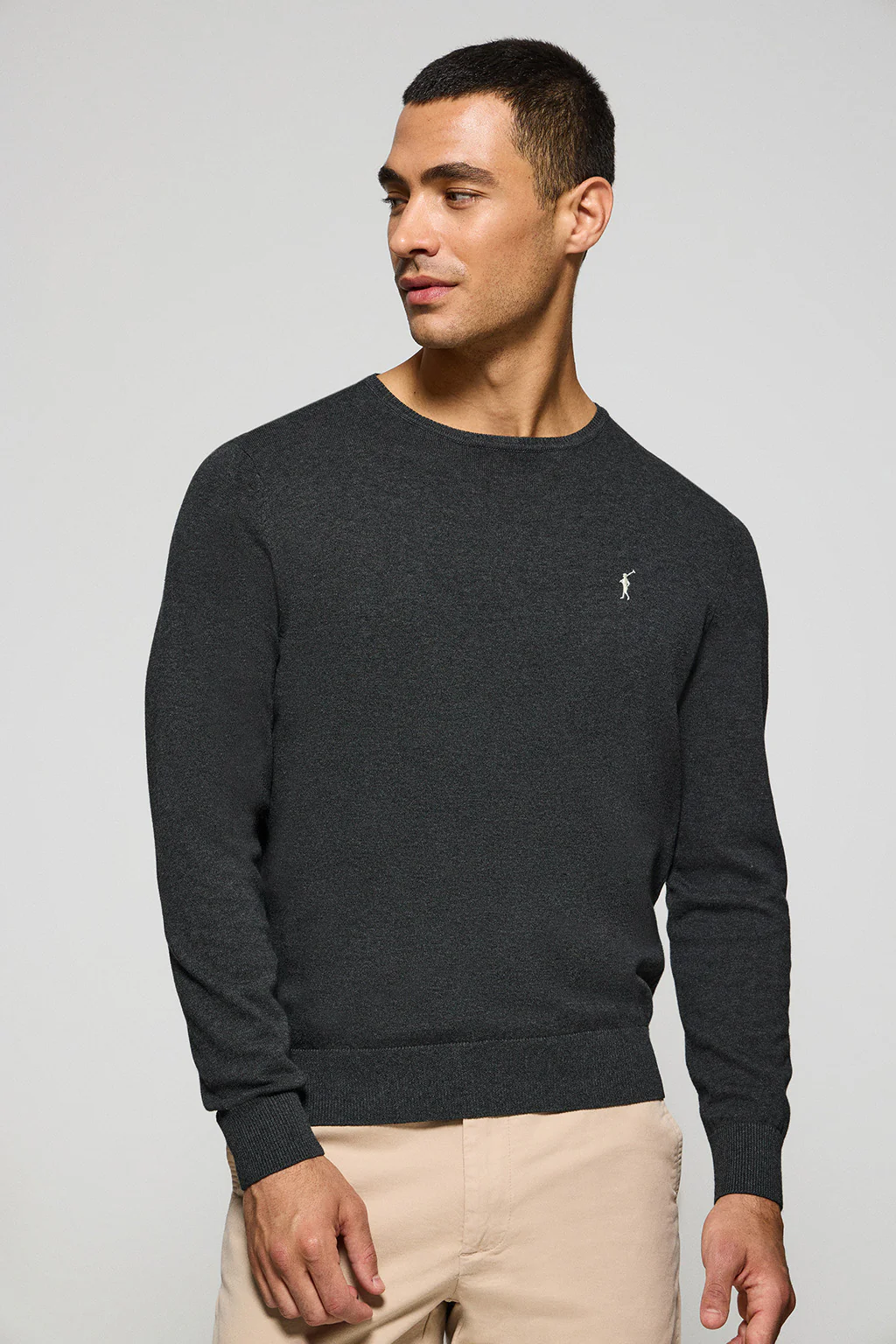 Jersey gris vigoré de punto con cuello redondo y bordado Rigby Go