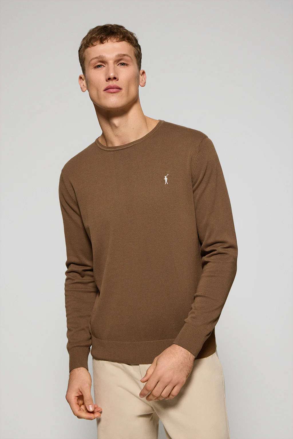 Jersey color moca de punto con cuello redondo y bordado Rigby Go