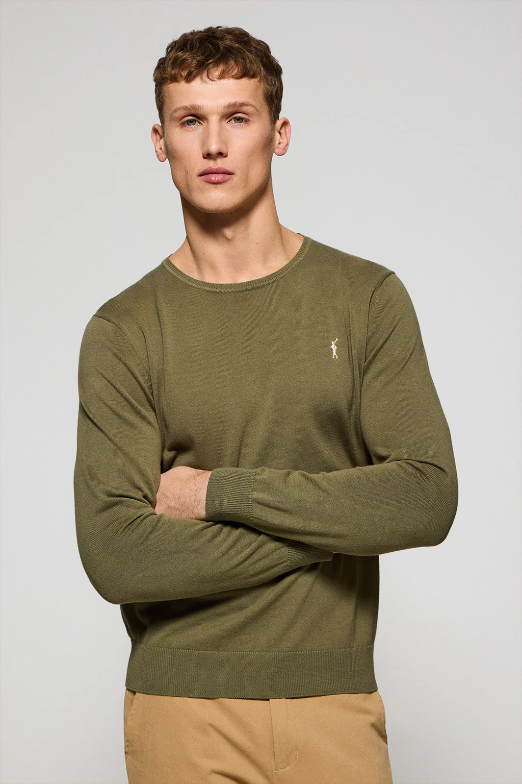 Jersey verde claro de punto con cuello redondo y bordado Rigby Go