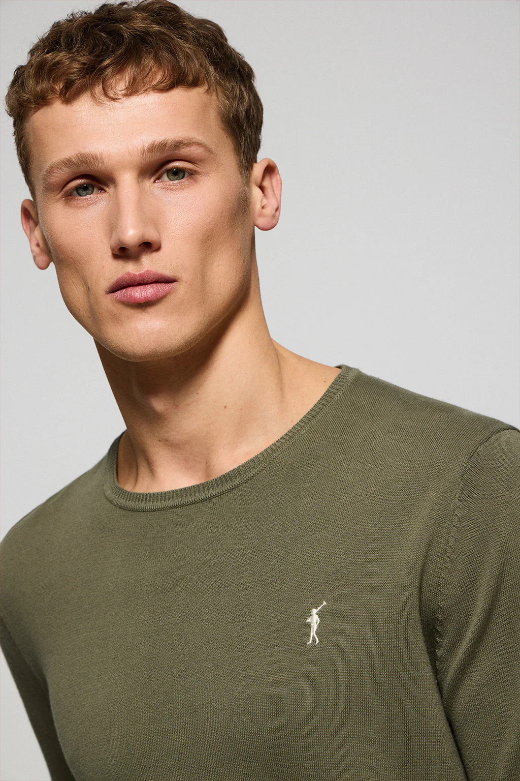 Jersey verde claro de punto con cuello redondo y bordado Rigby Go - Image 2