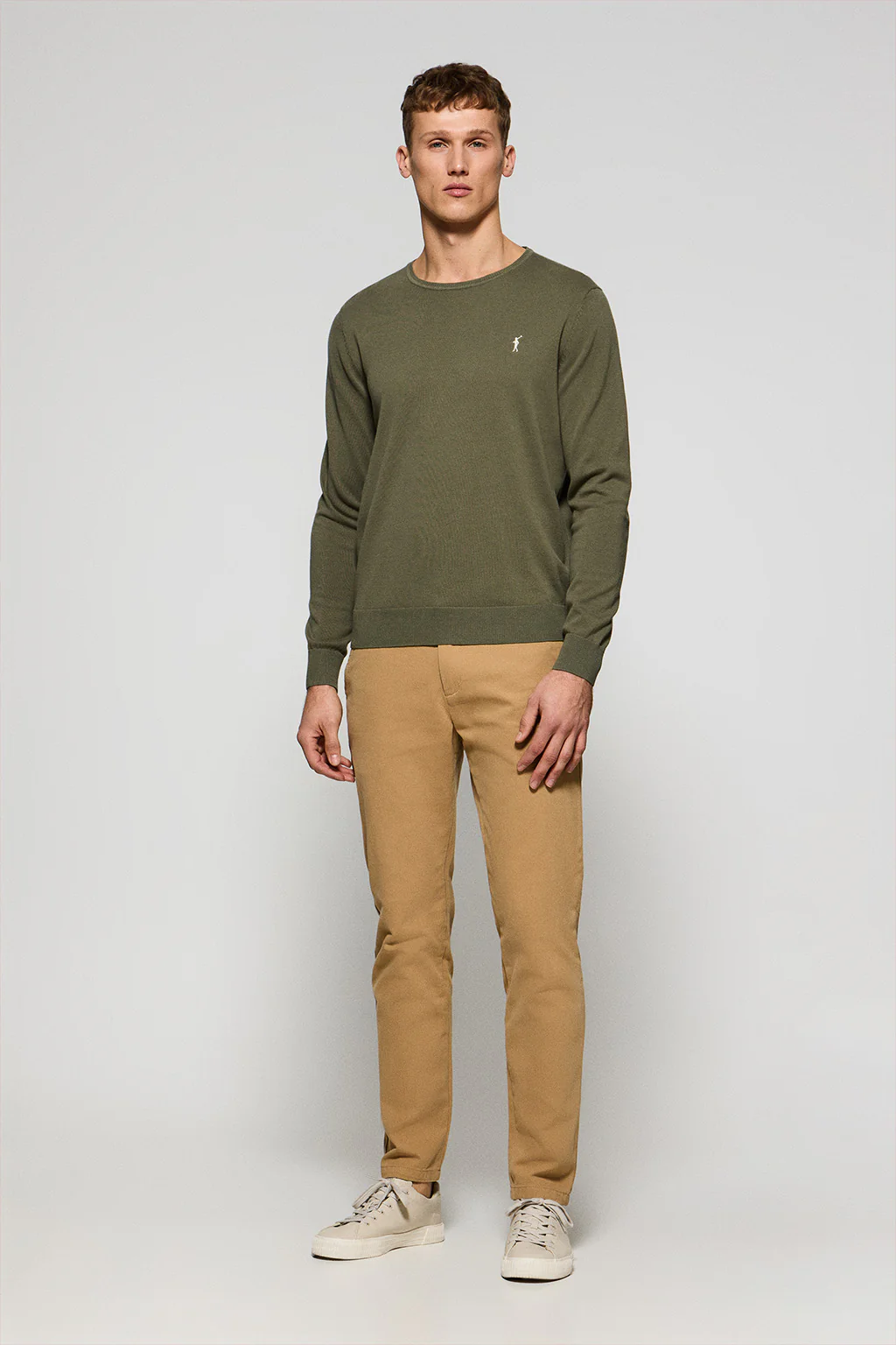 Jersey verde claro de punto con cuello redondo y bordado Rigby Go - Image 3