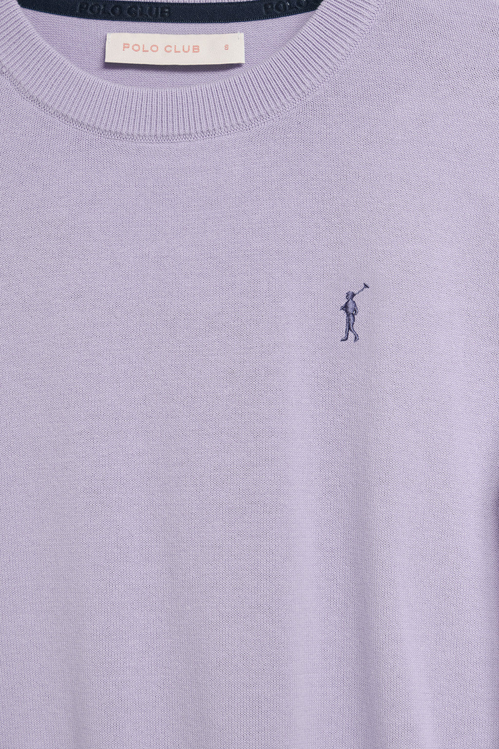 Jersey de punto color lavanda con cuello redondo y logo bordado Rigby Go - Image 6