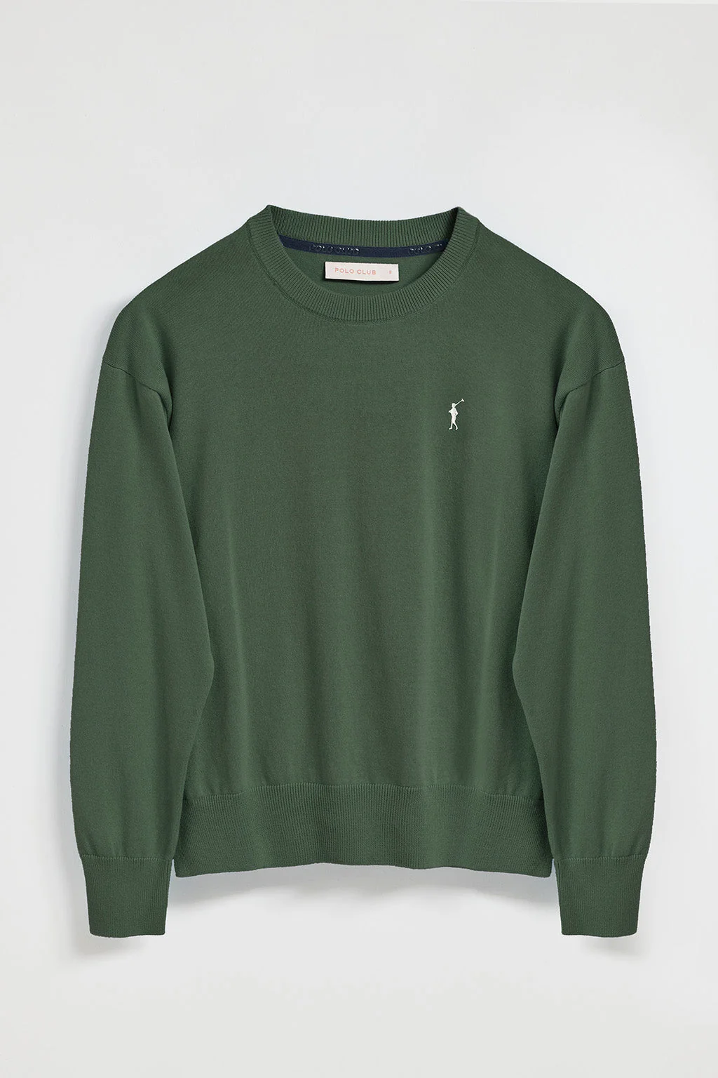 Jersey de punto color verde con cuello redondo y logo bordado Rigby Go - Image 5