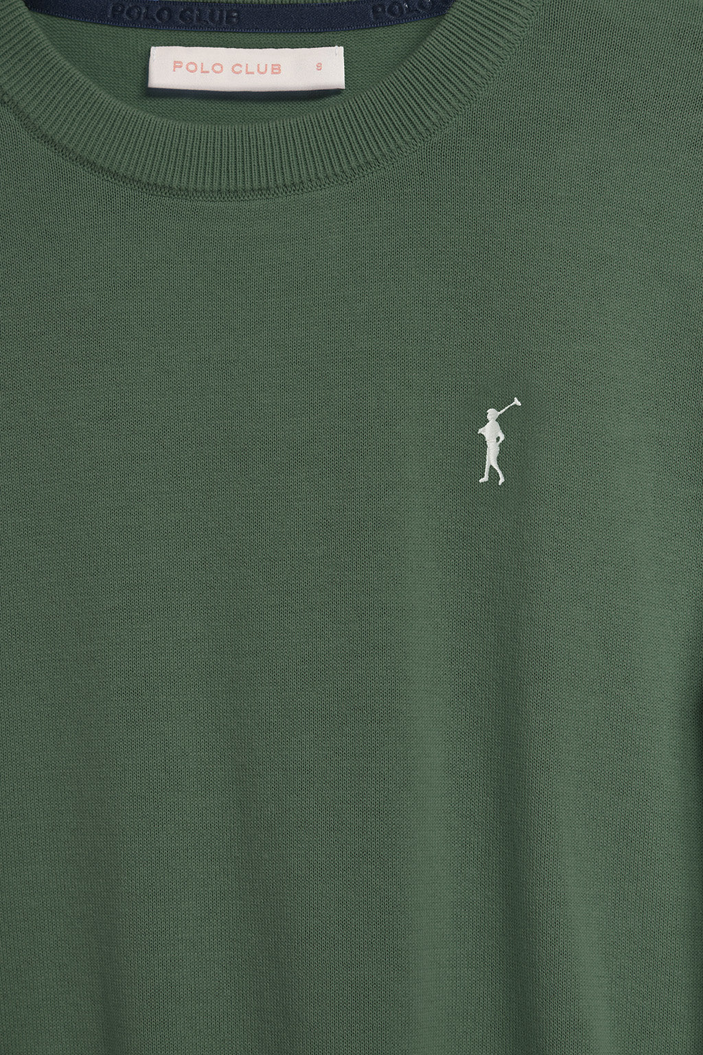 Jersey de punto color verde con cuello redondo y logo bordado Rigby Go - Image 6