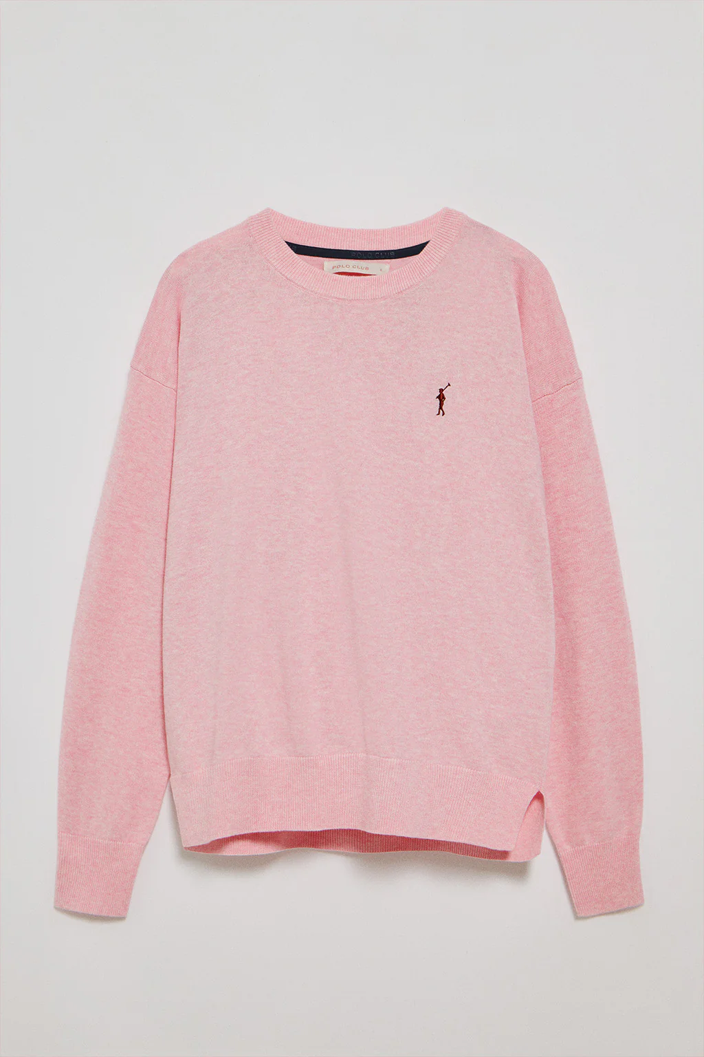 Jersey de punto color rosa vigoré con cuello redondo y logo bordado Rigby Go - Image 6