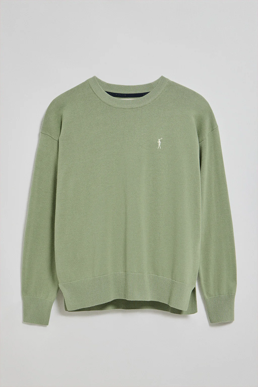 Jersey de punto verde jade con cuello redondo y logo bordado Rigby Go - Image 5