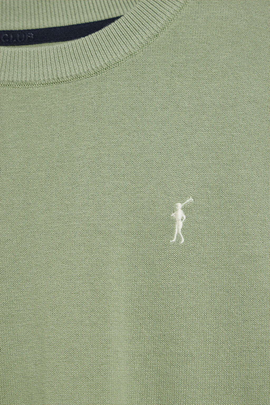 Jersey de punto verde jade con cuello redondo y logo bordado Rigby Go - Image 6