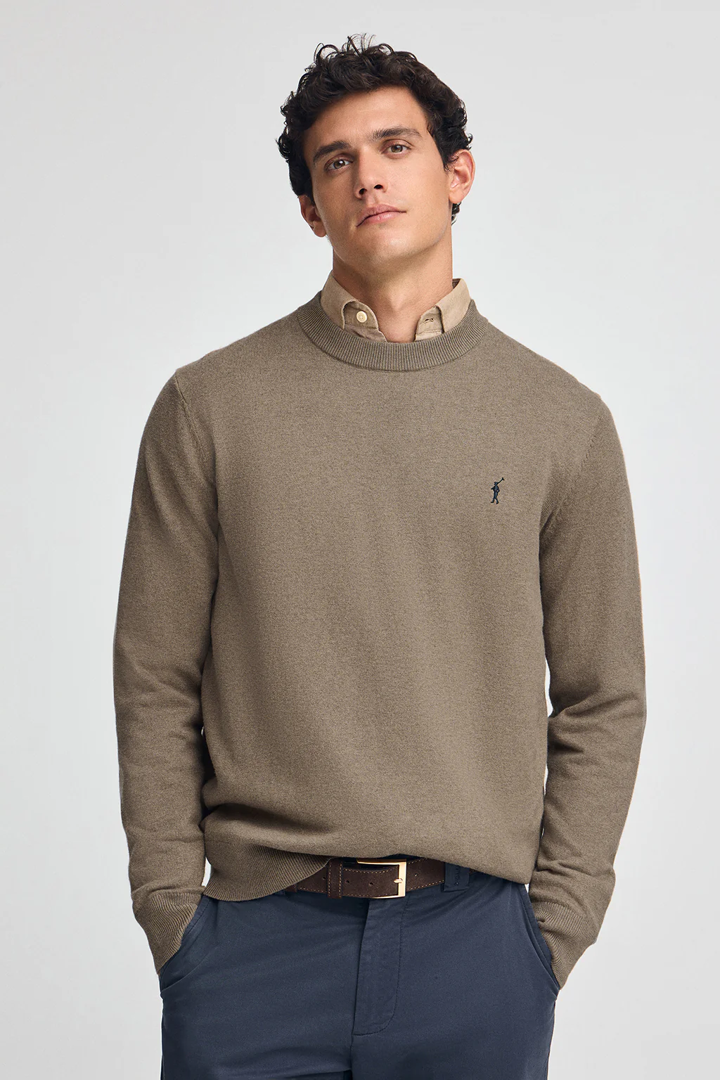 Jersey marrón oscuro vigoré de mezcla de lana y bordado Rigby Go
